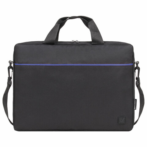 Сумка портфель BRAUBERG PRACTICAL с отделением для ноутбука 15,6", Blue line, черная, 29х40х7 см, 272603 - фото 2