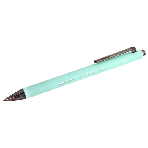 Ручки шариковые автоматические BRAUBERG "VIVID PASTEL", СИНИЕ, НАБОР 4 ШТУКИ, soft-touch, пишущий узел 0,7 мм, линия письма 0,35 мм, 144408 - фото 8