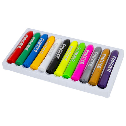 Аквагрим для лица и тела, 12 цветов (6 классических + 3 неоновых + 3 металлик), 10 трафаретов, FUNSTER (ФАНСТЕР), 192575 - фото 3