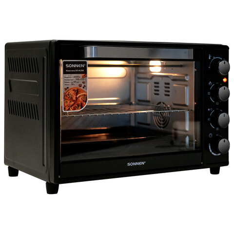 Мини-печь электрическая SONNEN EO-HL38K, 2000 Вт, 38 л, 3 режима нагрева, режим конвекции, таймер, механическое управление, черная, 458306 - фото 13