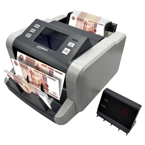 Счетчик банкнот VITRANA (ВИТРАНА) HR60 MUIC, 1000 банкнот/мин, опр. номинала RUB USD CNY EUR, внешн. дисплей, УФ МАГ ИК CIS детекция, 291384 - фото 1