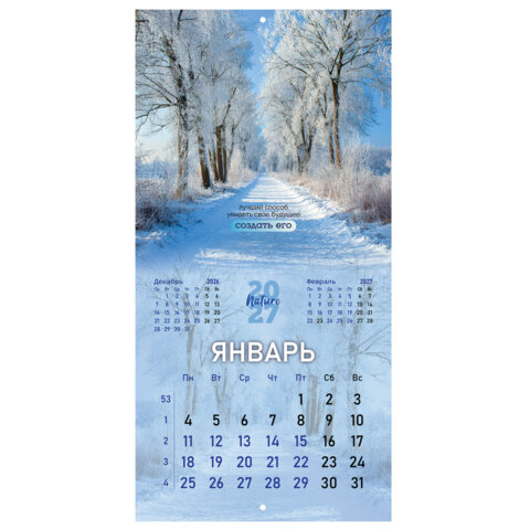 Календарь настенный перекидной 2027 г., BRAUBERG, 12 листов, 28,5х57 см, "Времена года", 118416 - фото 6