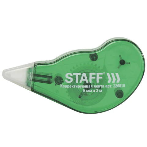 Корректирующая лента STAFF EVERYDAY, 5 мм х 3 м, корпус зеленый, механизм перемотки, блистер, 226810 - фото 2