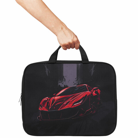 Папка на молнии с ручками BRAUBERG KIDS А4, 1 отделение, полиэстер, 80 мм, "Red car", 272122 - фото 7