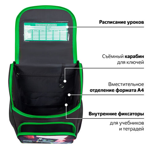 Ранец ПИФАГОР BASIC, 1 отделение, 3 кармана, эргономичная спинка, "Sharp sword", 35х28х18 см, 273138 - фото 18