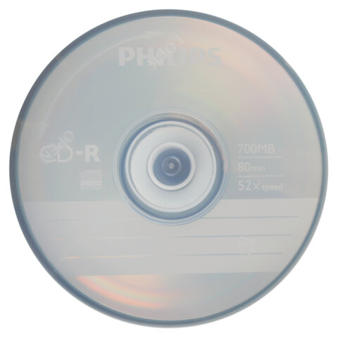 Диски CD-R PHILIPS, 700 Мб, 52x, Cake Box (упаковка на шпиле), КОМПЛЕКТ 50 шт., CR7D5SB50/97 - фото 2