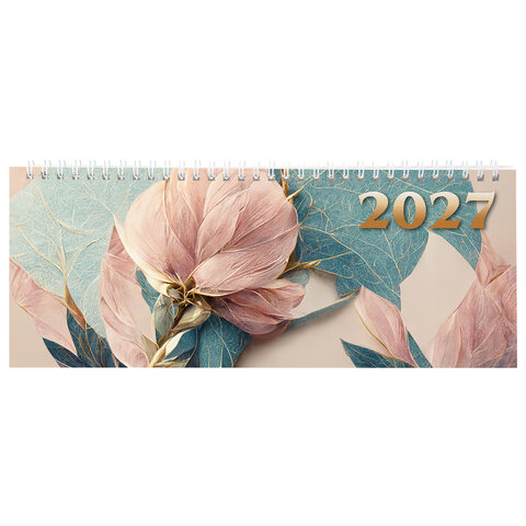 Планинг датированный 2027 285х112 мм, STAFF, гребень, картонная обложка, 64 листа, "Нежность", 118707 - фото 2
