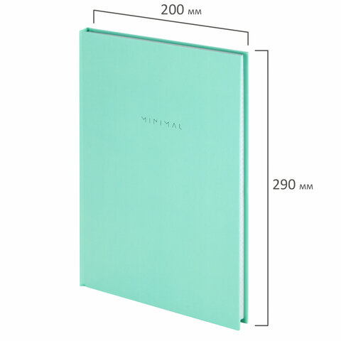 Блокнот БОЛЬШОЙ ФОРМАТ 200х290 мм, А4, 80 л., твердый, клетка, BRAUBERG "Minimal", мятный, 116435 - фото 2