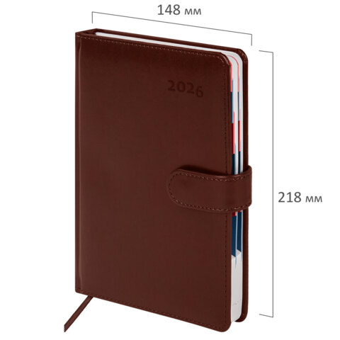 Ежедневник датированный 2026 А5 148х218 мм, GALANT "Ritter", под кожу, коричневый, 117490 - фото 2