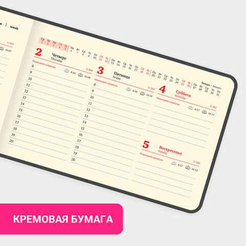 Еженедельник датированный 2026 МАЛЫЙ ФОРМАТ 105х160 мм, А6, BRAUBERG "Imprint", тиснение, черный, 117209 - фото 15