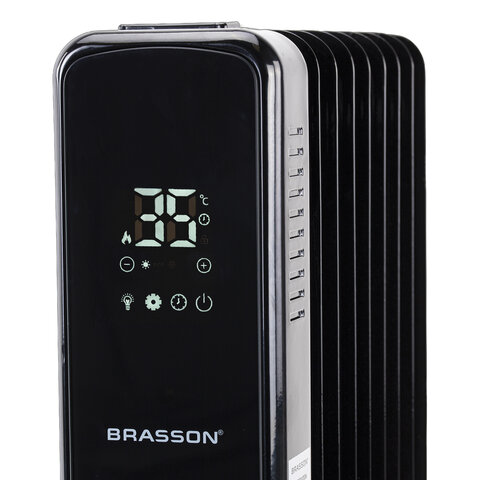 Обогреватель масляный BRASSON (БРАССОН) BOR-9 TOUCH, 9 секций, 2000 Вт, 3 режима, сенсор, пульт ДУ, черный, 457778 - фото 5