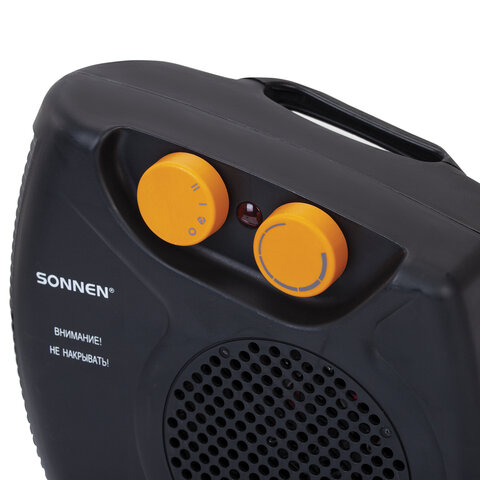 Тепловентилятор SONNEN FH06, 1000/2000 Вт, 2 режима нагрева, режим вентиляции, черный/оранжевый, 457781 - фото 5