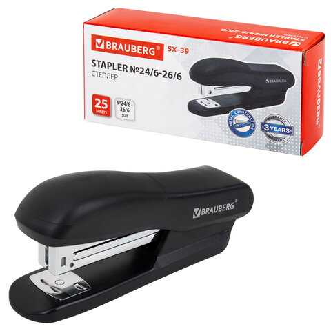 Степлер №24/6, 26/6 BRAUBERG "SX-39", до 25 листов, черный, 228590 - фото 9