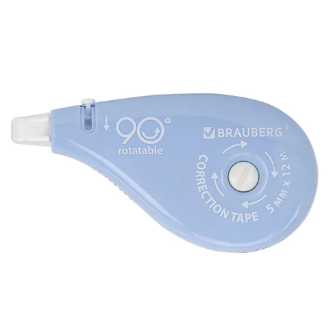 Корректирующая лента BRAUBERG PASTEL 5 мм х 12 м, вращающийся наконечник 90°, механизм перемотки, корпус голубой, блистер, 272488 - фото 2