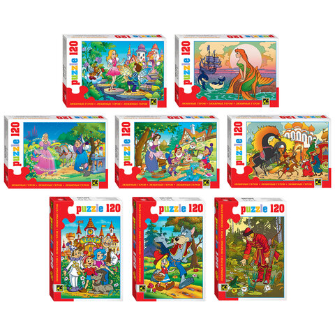 Пазл картонный 120 элементов, "Любимые герои", АССОРТИ, поле 23х16,5 см, STEP PUZZLE - фото 1