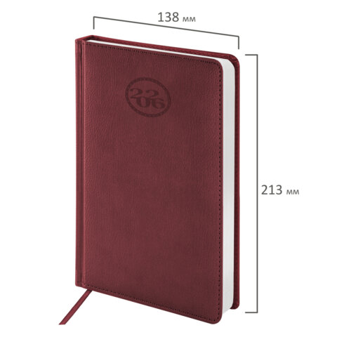 Ежедневник датированный 2026, А5, 138x213 мм, BRAUBERG "Favorite", под кожу, бордовый, 117034 - фото 2