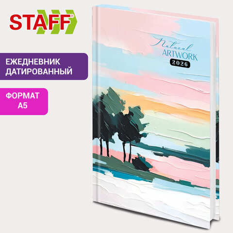 Ежедневник датированный 2026 145х215 мм, А5, STAFF, ламинированная обложка, "Живопись", 117329 - фото 10