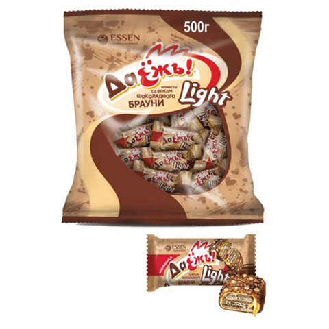 Конфеты шоколадные ESSEN "ДаЁжъ!" Light со вкусом шоколадного брауни, 500 г, пакет - фото 4