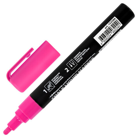 Маркер меловой CHALK LIQUID MARKER, РОЗОВЫЙ, 3 мм, стираемый, BRAUBERG "CHALK", 152586 - фото 3