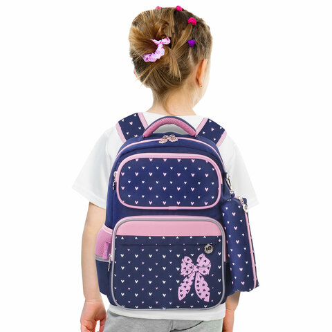 Рюкзак ЮНЛАНДИЯ COMPLETE с пеналом в комплекте, эрго-спинка, "Pink bow", 42х29х14 см, 229972 - фото 8