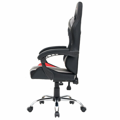 Кресло компьютерное CROMEX (КРОМЕКС) "Quantum GM-155 RGB", подсветка, две подушки, экокожа, черное/красное/серое, 532955 - фото 8