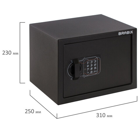 Сейф мебельный BRABIX "SF-230EL", 230х310х250 мм, электронный замок, черный, 291147, S103BR211614 - фото 4