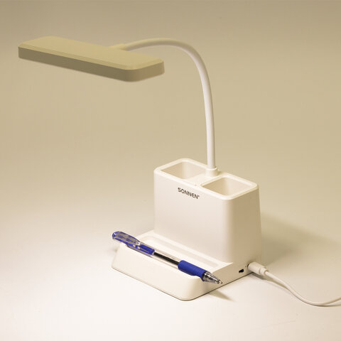 Настольная лампа / светильник беспроводная SONNEN PT-302, органайзер, USB, LED, 3 Вт, 3 режима, 238783 - фото 11