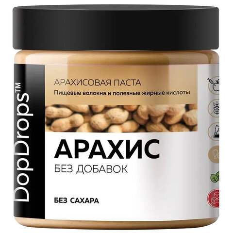 Паста Арахисовая DOPDROPS без добавок, 500 г, пластиковая банка, DOPD-PB500-NATU - фото 1