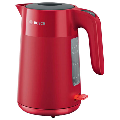 Чайник BOSCH TWK 2M164, 1,7 л, 2400 Вт, закрытый нагревательный элемент, пластик, красный - фото 1