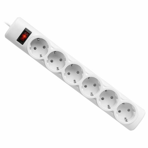 Сетевой фильтр DEFENDER DFS 155, 6 розеток, 5 м, белый, 99493 - фото 1
