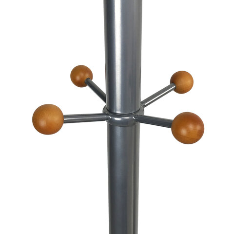 Вешалка-стойка BRABIX "CR-8121" на мраморном диске, металл, 6+4 крючка, цвет серебристый, 606437 - фото 3