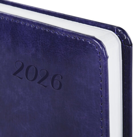 Ежедневник датированный 2026 А5 138x213 мм, BRAUBERG "Legend", под кожу, застежка, фиолетовый, 117069 - фото 3