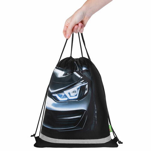 Мешок для обуви BRAUBERG KIDS, светоотражающая полоса, 46х36 см, "Dark car", 273439 - фото 5