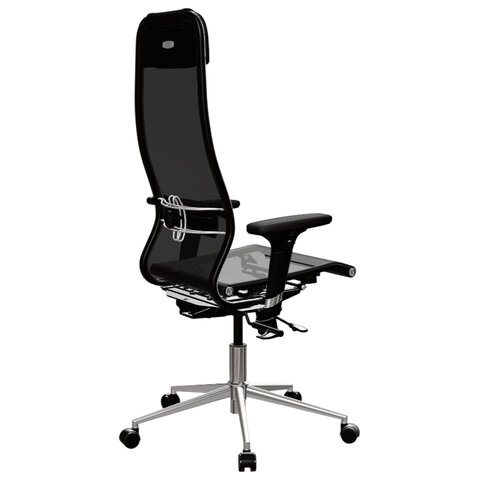 Кресло МЕТТА "ErgoLife" 10 B1-104D, хром, синхромеханизм, 2D-подлокотники, прочная сетка, черное - фото 6