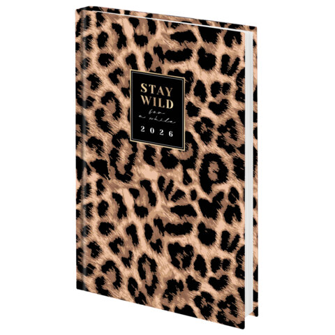 Ежедневник датированный 2026 145х215 мм, А5, STAFF, ламинированная обложка, "Leopard", 117328 - фото 1