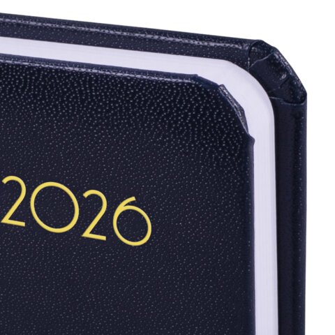 Ежедневник датированный 2026, МАЛЫЙ ФОРМАТ 100х150 мм, А6, BRAUBERG "Select", балакрон, темно-синий, 117259 - фото 4