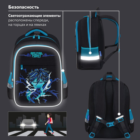 Рюкзак BRAUBERG FAVOUR, 2 отделения, 3 кармана, "Anime fight", 40х29х15 см, 272057 - фото 13