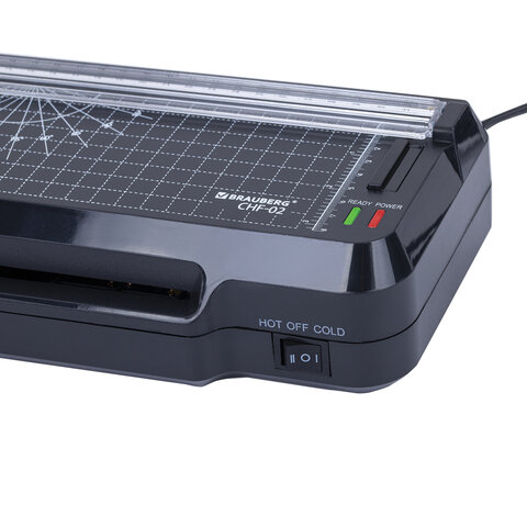 Ламинатор 3 в 1 BRAUBERG CHF-02, А4, 60-150 мкм, 30 см/мин, со встроенным резаком и обрезчиком углов, В ПОДАРОК набор пленок 40 шт., 532862 - фото 4