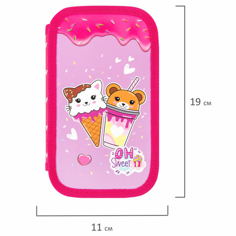 Пенал ЮНЛАНДИЯ, 2 отделения, картон с эффектом soft-touch, 19х11 см, "Candy friends", 272263 - фото 6
