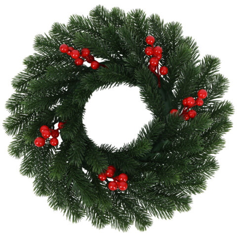 Венок новогодний, диаметр 42 см "Красные ягодки", с декором, литой ПЭТ, ЗОЛОТАЯ СКАЗКА, 592517 - фото 2