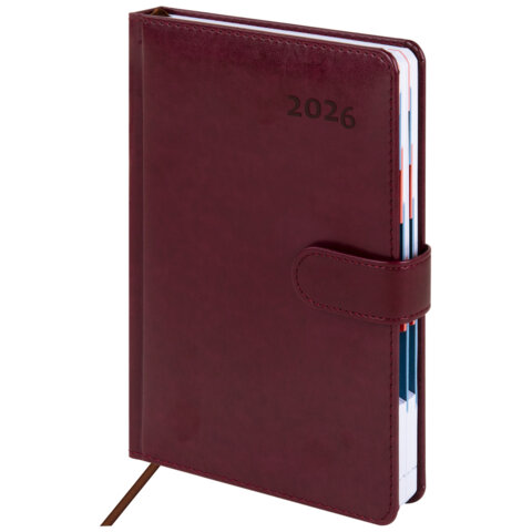 Ежедневник датированный 2026 А5 148х218 мм, GALANT "Ritter", под кожу, бордовый, 117493 - фото 1