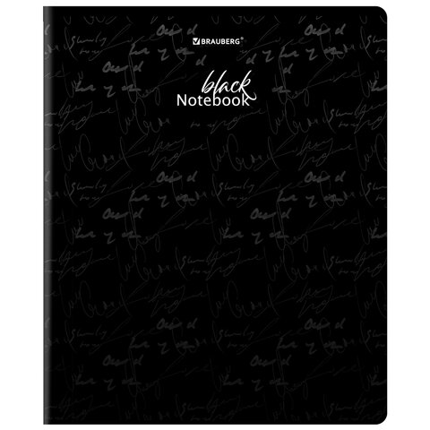 Тетрадь А5, 48 л., BRAUBERG, скоба, клетка, матовая ламинация, выборочный лак, "Black" (микс в спайке), 404375 - фото 4