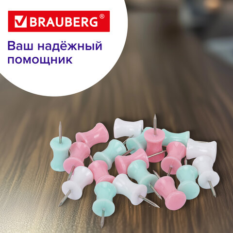 Силовые кнопки-гвоздики BRAUBERG PASTEL, пастельные цвета, 30 штук, 12 мм, 272756 - фото 11