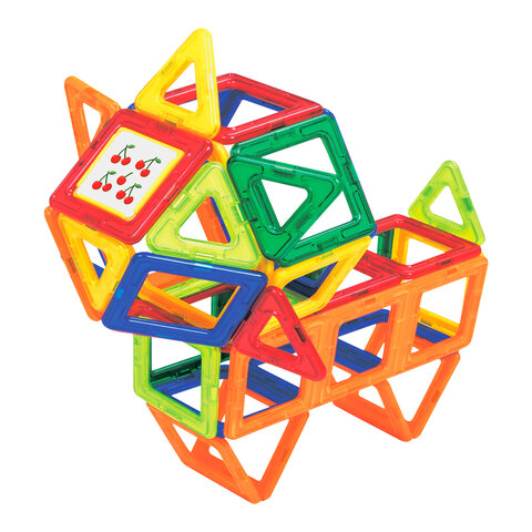 Магнитный конструктор BIG MAGNETIC BLOCKS-64, 64 детали, с колесной базой, BRAUBERG KIDS, 663847 - фото 2