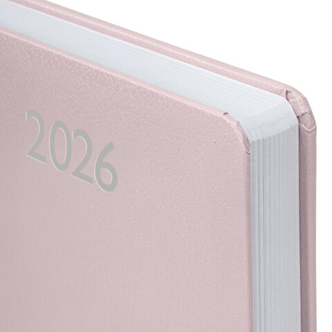 Ежедневник датированный 2026, А5, 138x213 мм, BRAUBERG "Profile", балакрон, светло-розовый, 117075 - фото 3