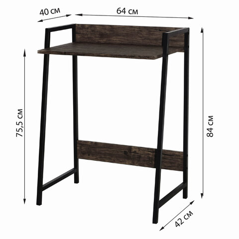 Стол на металлокаркасе BRABIX "LOFT CD-003", 640х420х840 мм, цвет морёный дуб, 641215 - фото 5