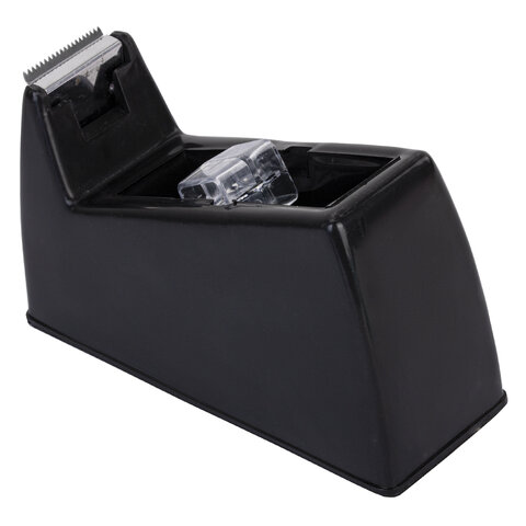 Диспенсер для клейкой ленты шириной до 26 мм, ЧЕРНЫЙ (лента в подарок!), утяжеленный большой, BRAUBERG, 701459 - фото 3