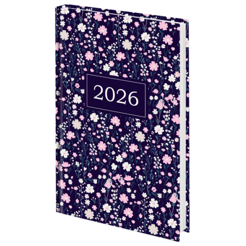 Ежедневник датированный 2026 145х215 мм, А5, STAFF, ламинированная обложка, "Flowers", 117318 - фото 1