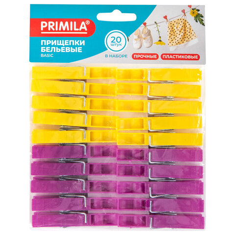 Прищепки бельевые 7 см, КОМПЛЕКТ 20 штук, пластик, ассорти, PRIMILA BASIC, 700514 - фото 8