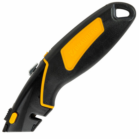 Нож универсальный мощный цинковый BRAUBERG METALLIC PRO, автофиксатор, резиновые вставки, 238738 - фото 1